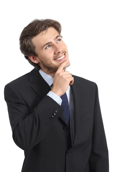 Happy business man thinking and looking at side — Stock Photo, Image