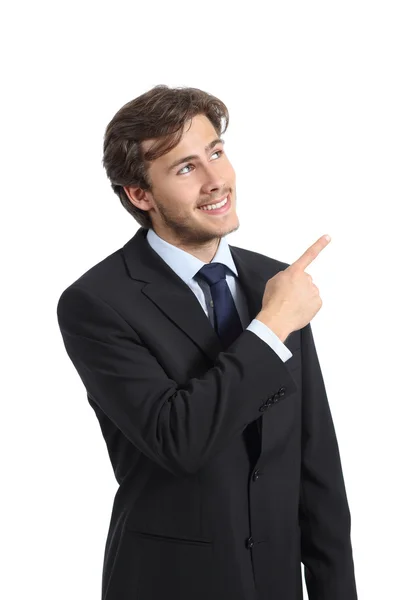 Handsome business man pointing at side presenting a product Stock Photo