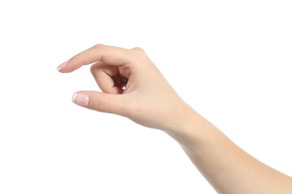 Woman hand holding some like a blank object — Stock Photo, Image