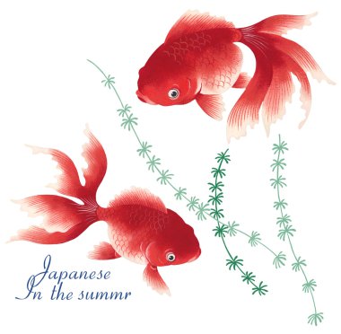 Japan red fishes clipart