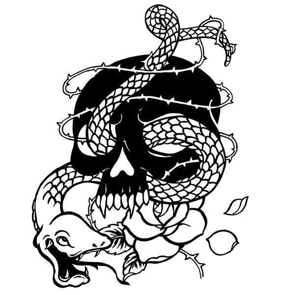 头骨和一条蛇 — 图库矢量图片