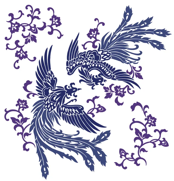 Oriental phoenix, — Stock Vector