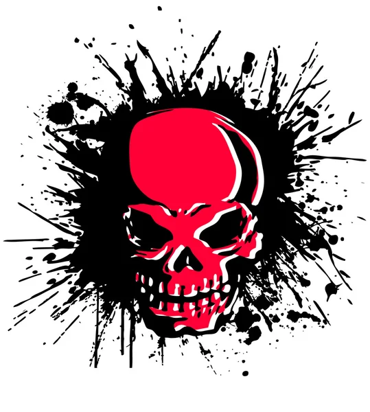 Splatter and the skull — Stock Vector