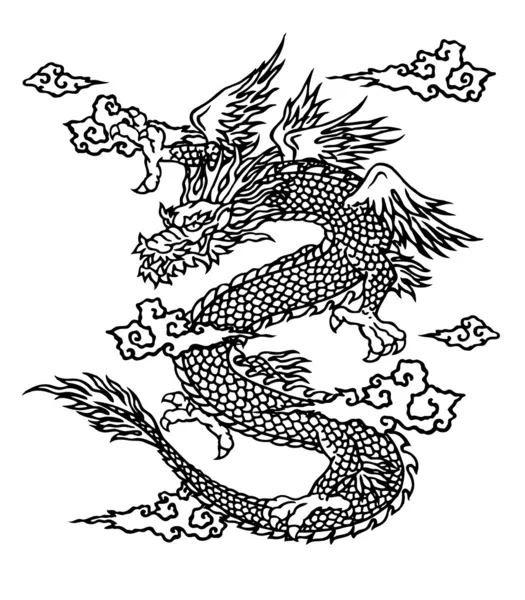 Japanesque dragon — Stock vektor