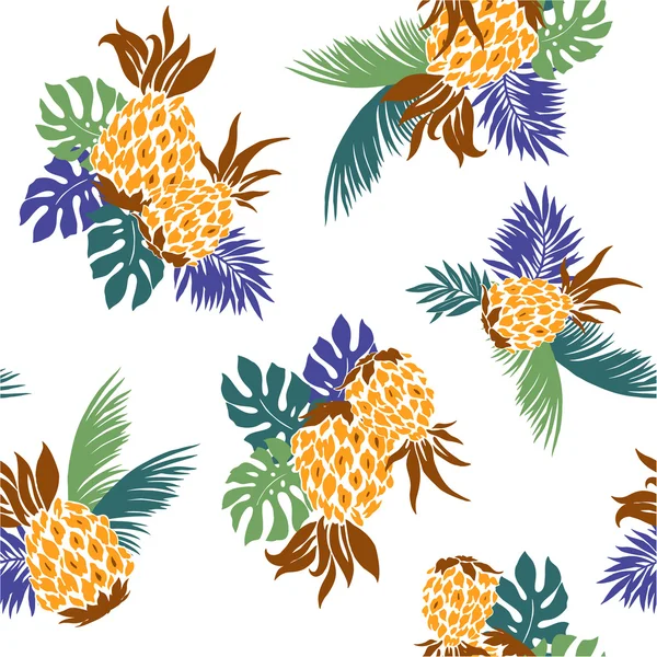 Hoja y una piña — Vector de stock