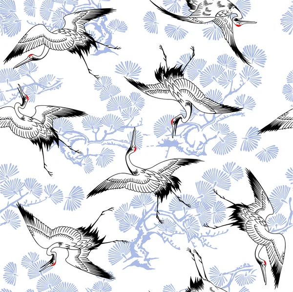 Japanese crane pattern — Stock Vector