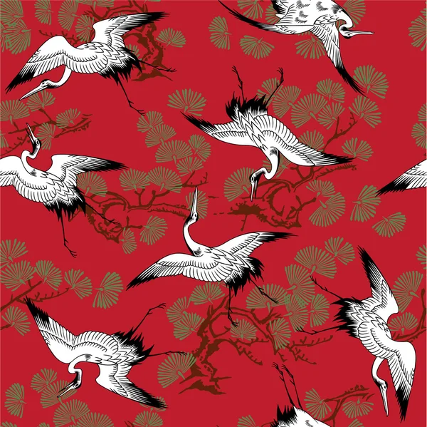 Japanese crane pattern — Stock Vector