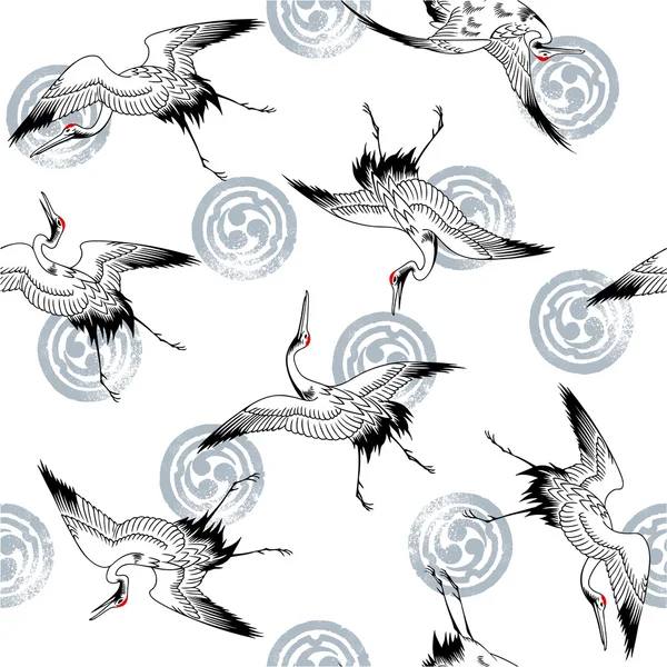 Japanese crane pattern — Stock Vector