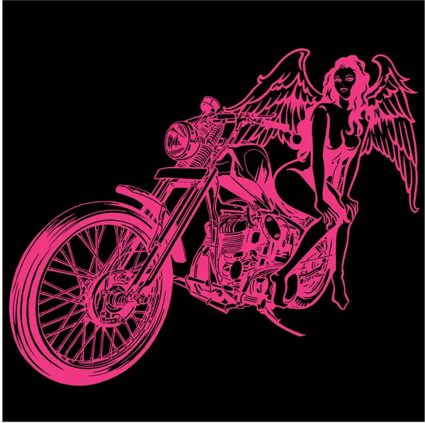 Woman and a motorcycle — Stock Vector