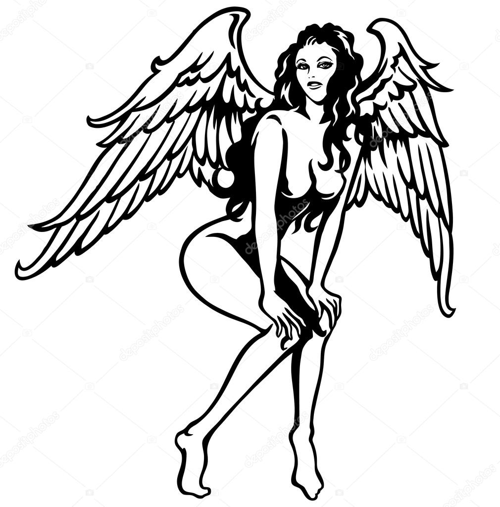 Download - I drew a sexy angel - Stock Illustration. 