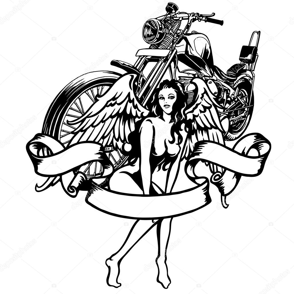 Woman and a motorcycle