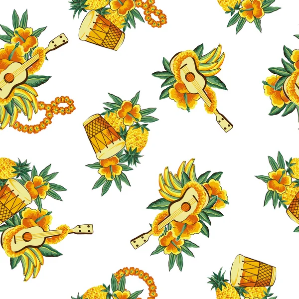 Estampado hawaiano, ukelele — Foto de Stock