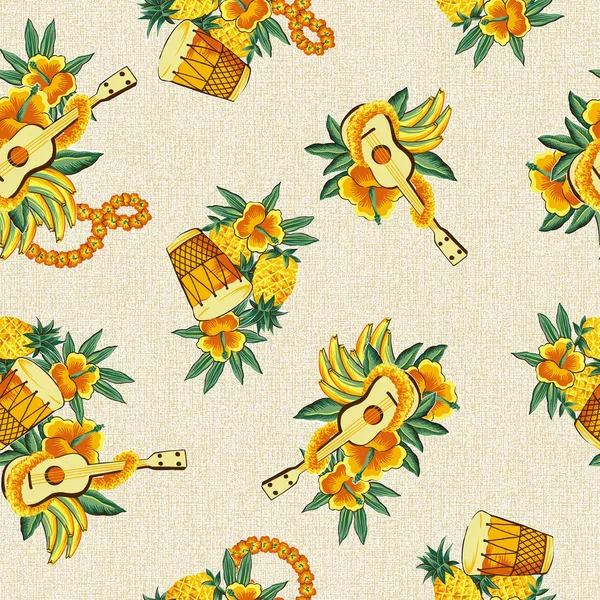 Hawaiian print, ukulele — Stock Image Hawaiian print, ukulele Royalty Free Stock Photos