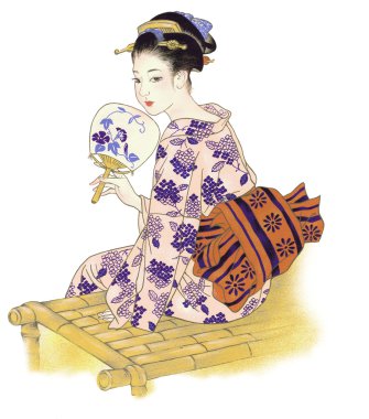 Woman of kimono, clipart