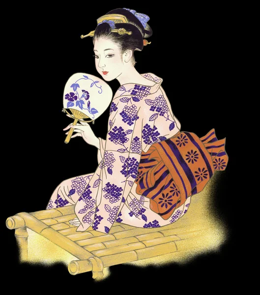 Donna di kimono , — Foto Stock