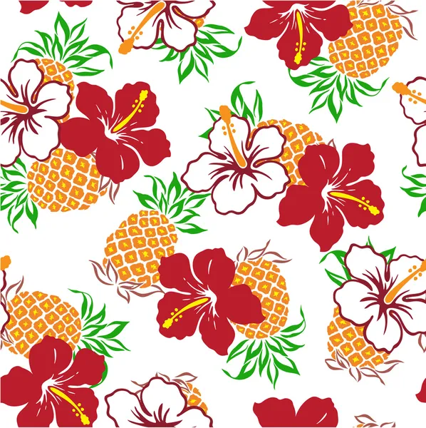 Hibiscus and a pineapple — Stock Vector