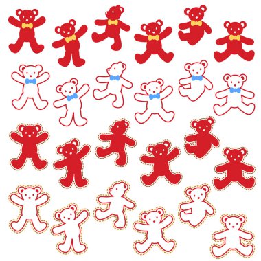 Basit ve şirin ayı illüstrasyon materyali koleksiyonu,