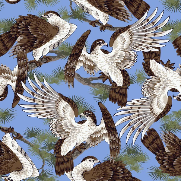Ein Nahtloses Muster Handbemalter Falken Japanischen Stil — Stockfoto