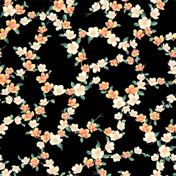 Lindo Patrón Sin Costura Flor Cerezo Japonés — Archivo Imágenes Vectoriales