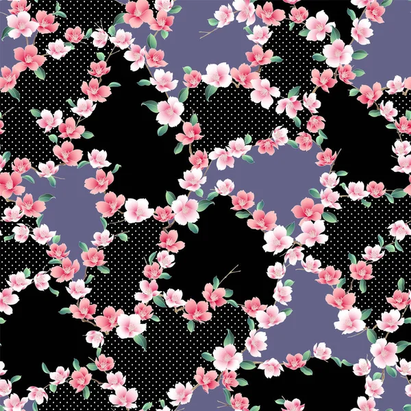 Lindo Patrón Sin Costura Flor Cerezo Japonés — Archivo Imágenes Vectoriales