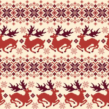 Ren geyikleriyle geleneksel kusursuz Nordeck deseni,