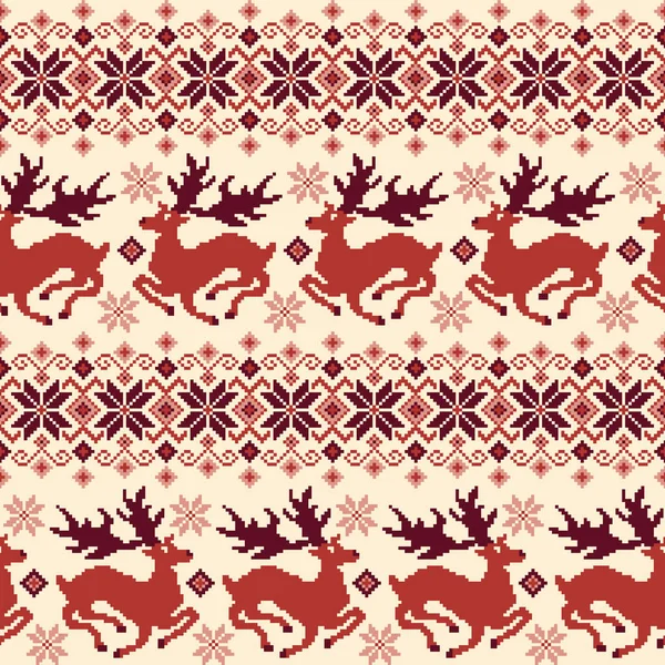 Traditional Seamless Nordeck Pattern Reindeer — Stock Vector