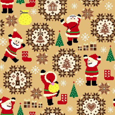 Noel Baba ile geleneksel İskandinav deseni,