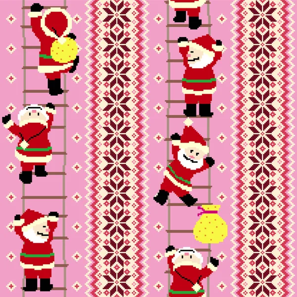 Traditionelles Nordisches Muster Mit Weihnachtsmann — Stockvektor