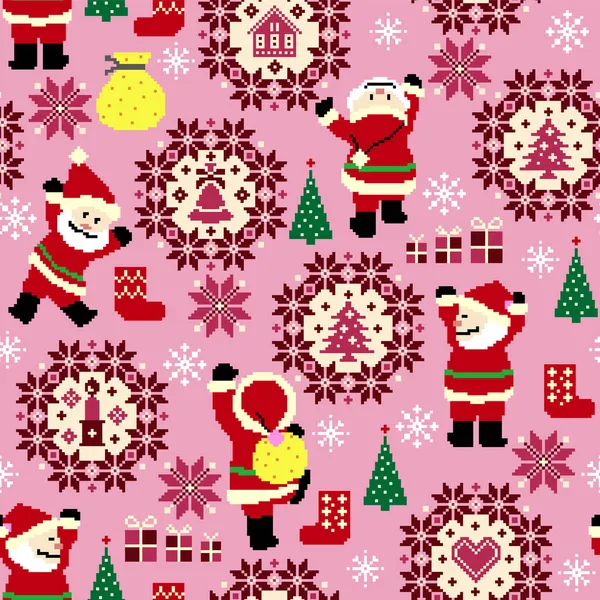 Traditionelles Nordisches Muster Mit Weihnachtsmann — Stockvektor