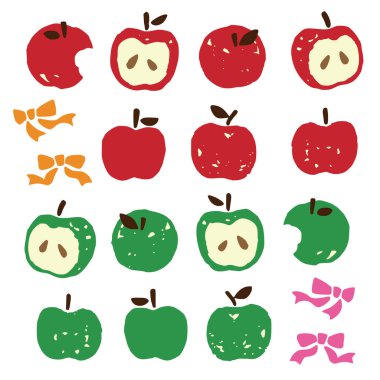 Şirin elma illüstrasyon koleksiyonu,