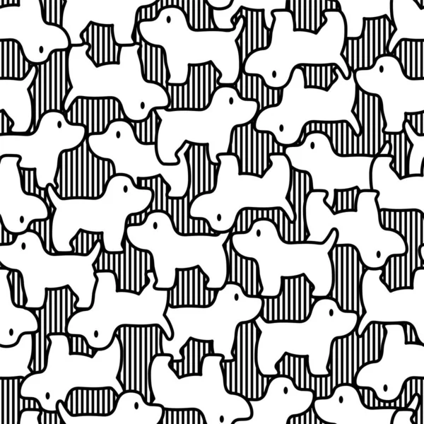 Seamless Pattern Cute Dog Illustrations — Stock Vector