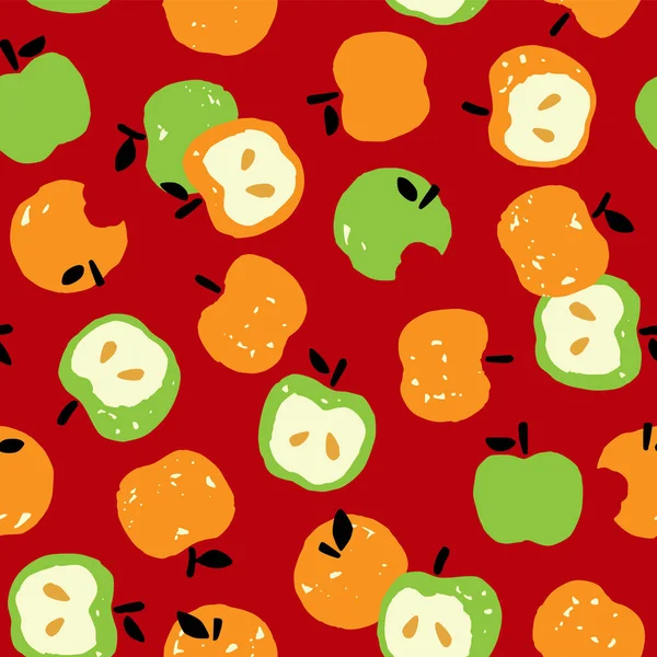 Seamless Pattern Vector Material Using Cute Apples — Stock Vector