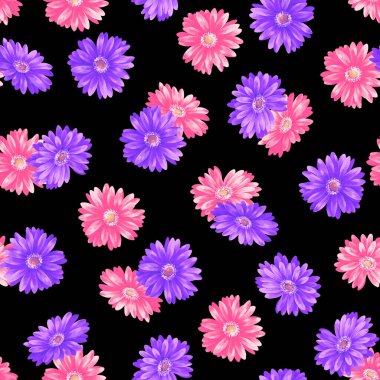 Çiçek desenli elle boyanmış Gerbera.,