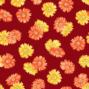 Çiçek desenli elle boyanmış Gerbera.,