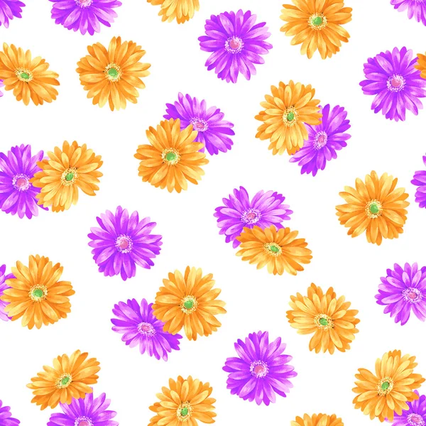 Hand Painted Gerbera Total Flower Pattern — Stock Photo, Image