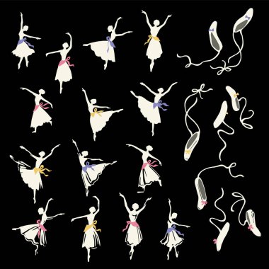 Zarif dans eden balerin malzemesi koleksiyonu.,