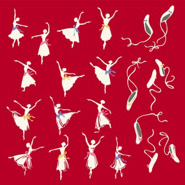 Zarif dans eden balerin malzemesi koleksiyonu.,