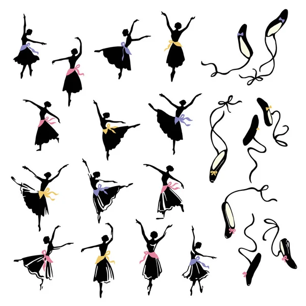 Ballerina Material Collection Dances Gracefully — Stock Vector