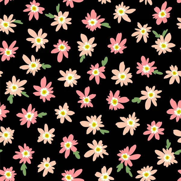 매끄럽고 인상적 귀여운 꽃무늬 — 스톡 벡터