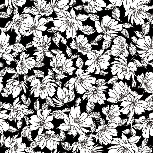 Inconsútil Hermoso Patrón Ilustración Flores — Archivo Imágenes Vectoriales