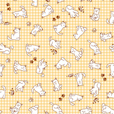 Şirin köpek çizimleriyle kusursuz desen.,