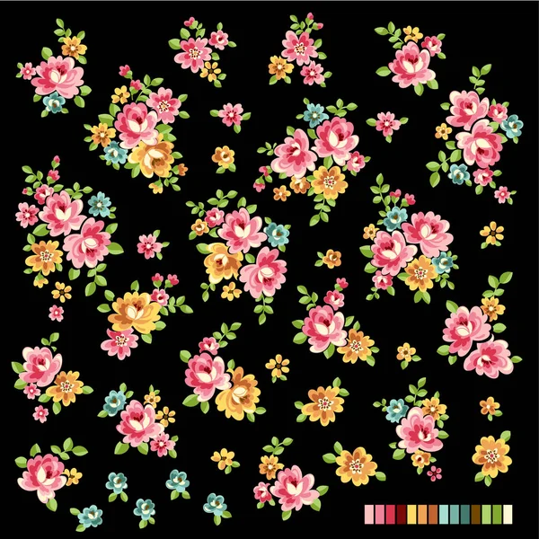Vacker Blomma Illustration Material Samling — Stock vektor