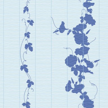 Japon bambu panjurları ve bitkilerinin pürüzsüz deseni, Japon yazları eski moda gelenekler.,,
