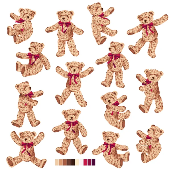 Coleção Ilustração Vetor Urso Bonito —  Vetores de Stock