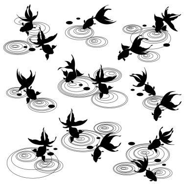 Japon balığı ve su arması koleksiyonu,