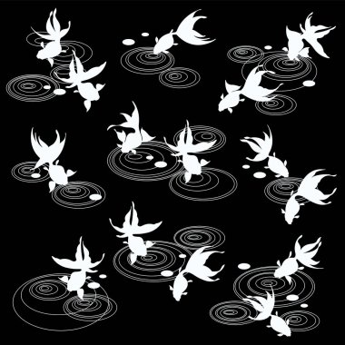 Japon balığı ve su arması koleksiyonu,