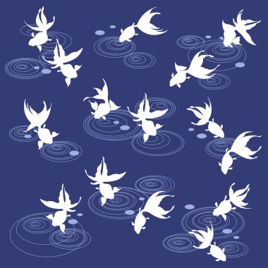 Japon balığı ve su arması koleksiyonu,