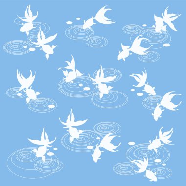 Japon balığı ve su arması koleksiyonu,