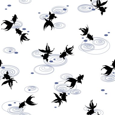 Güzel ve zarif japon balığı arması deseni.,