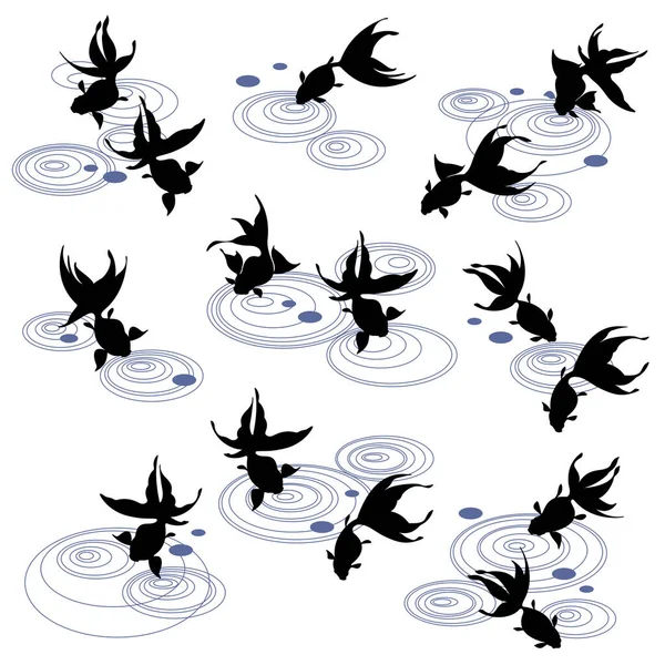 Japon balığı ve su arması koleksiyonu,